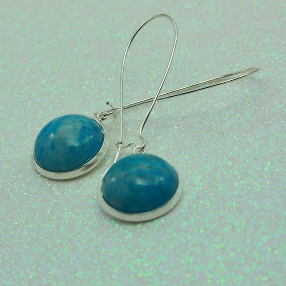 Blue Ocean Jasper Natural Stone Earrings - Picture 4 of 8